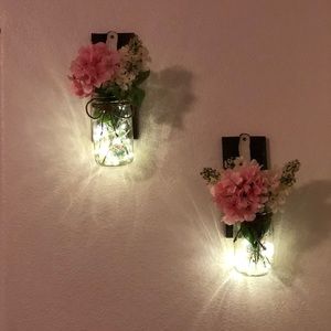 Light up mason jar wall decor